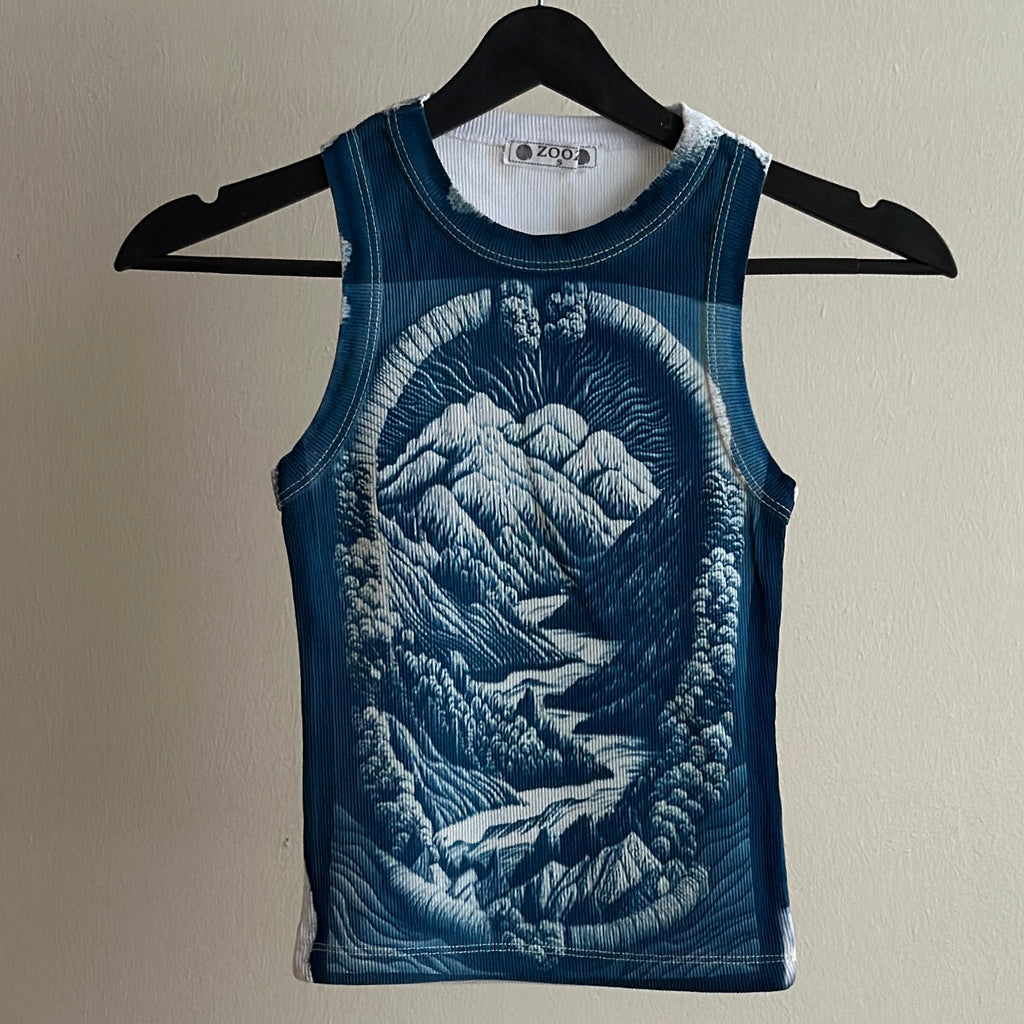 Between Whispers Cyanotype Crop Top Sale 126