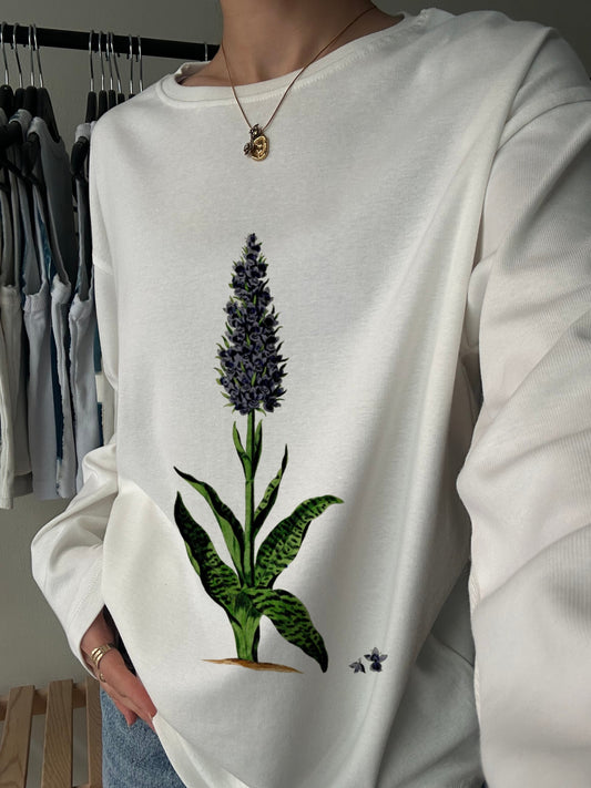 Purple Botanical Illustration Long Sleeve Tee