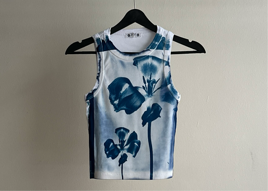 Flowers Cyanotype Crop Top Sale 44