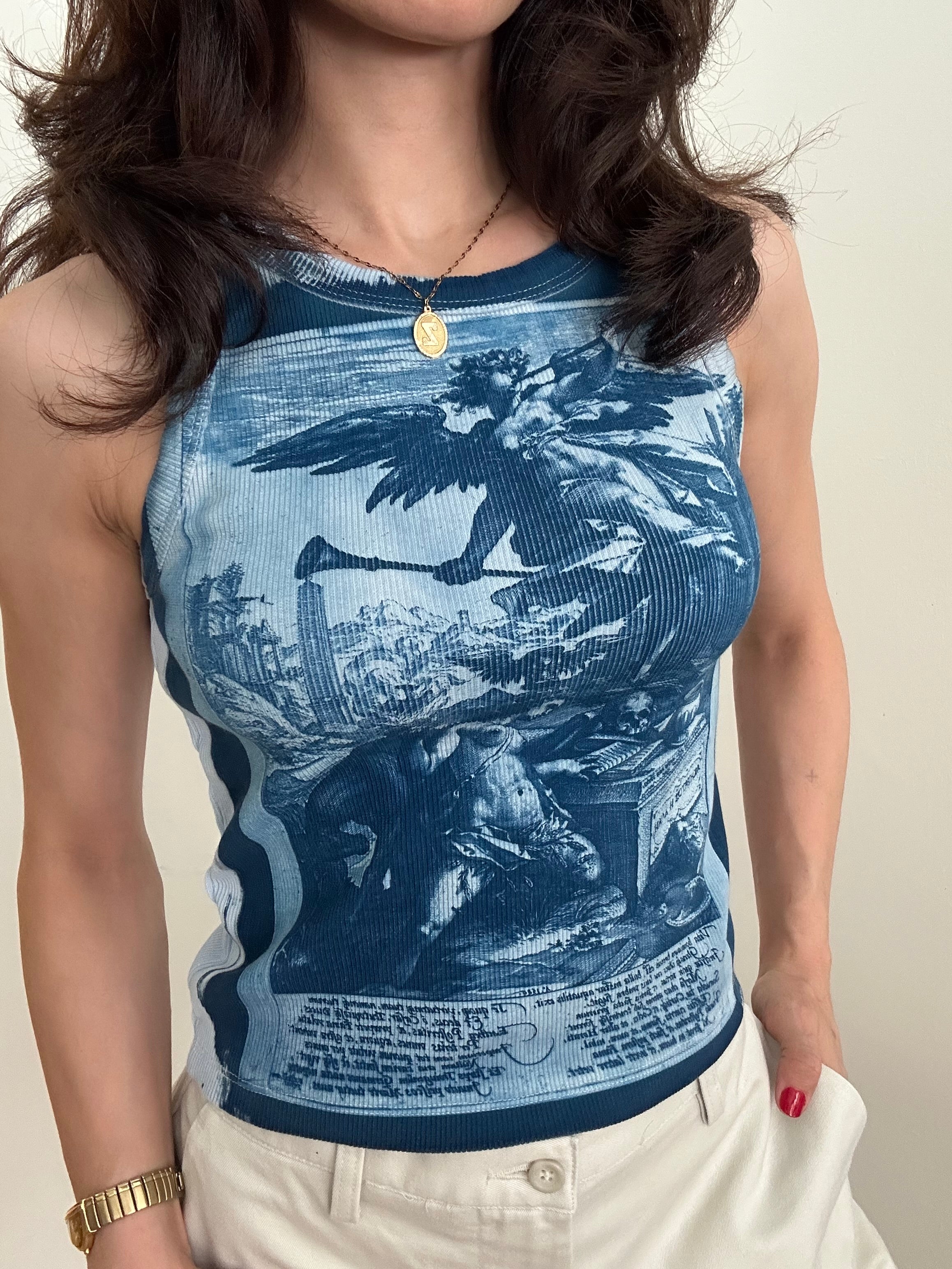 Blue Historie Cyanotype Crop Top