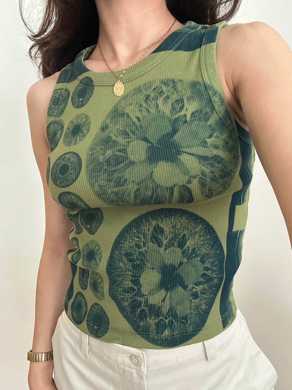 Green Iris Cyanotype Crop Top