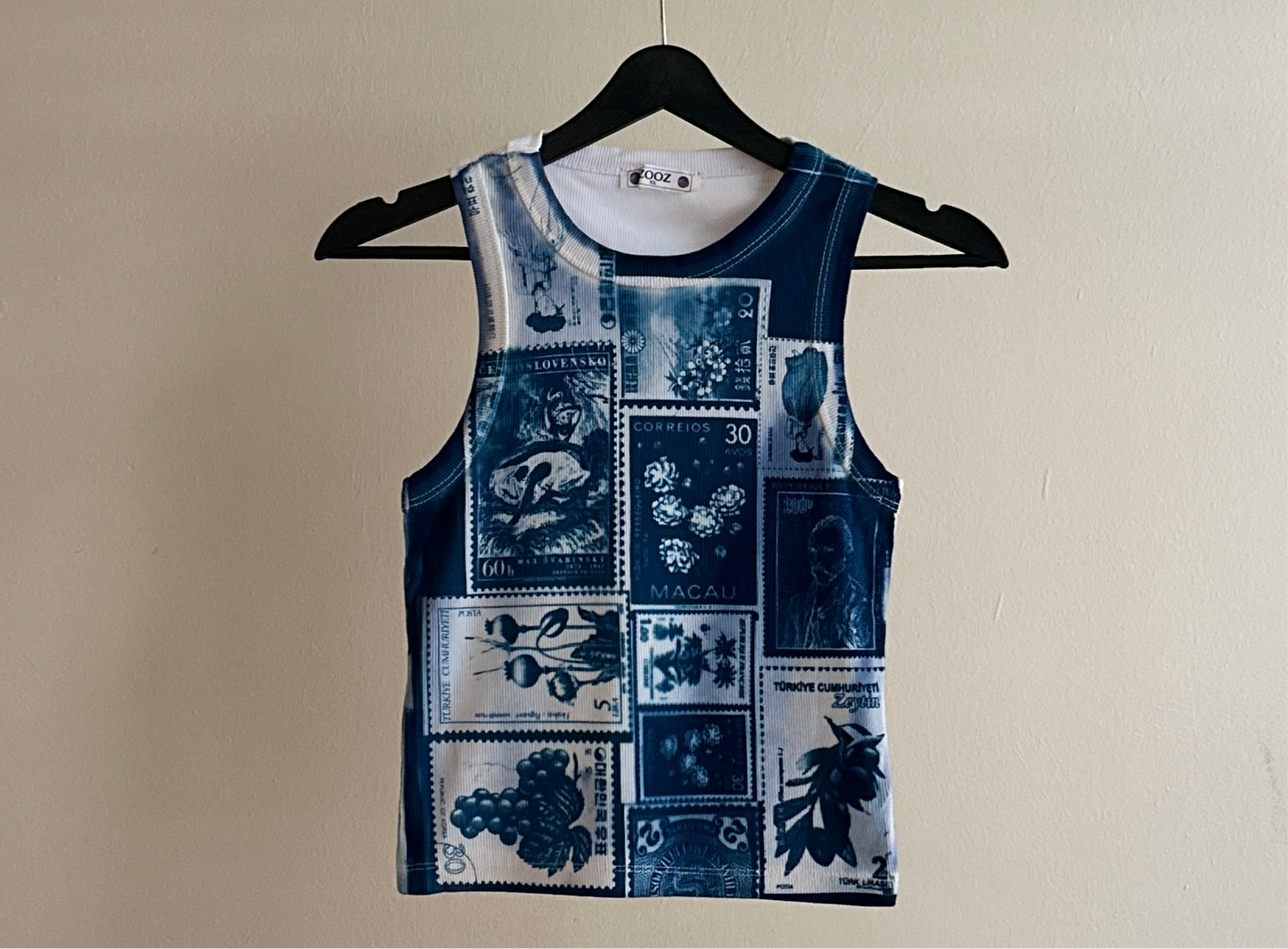 Stamps Cyanotype Crop Top Sale 32