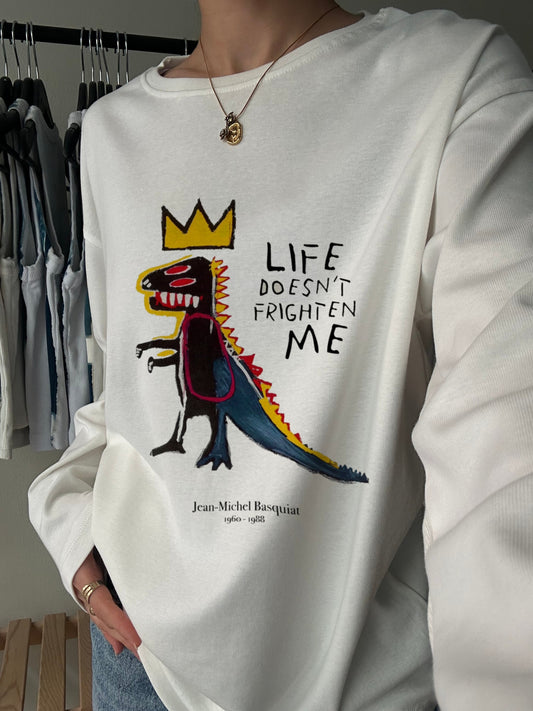 Crowned Dino Street Art Long Sleeve Tee