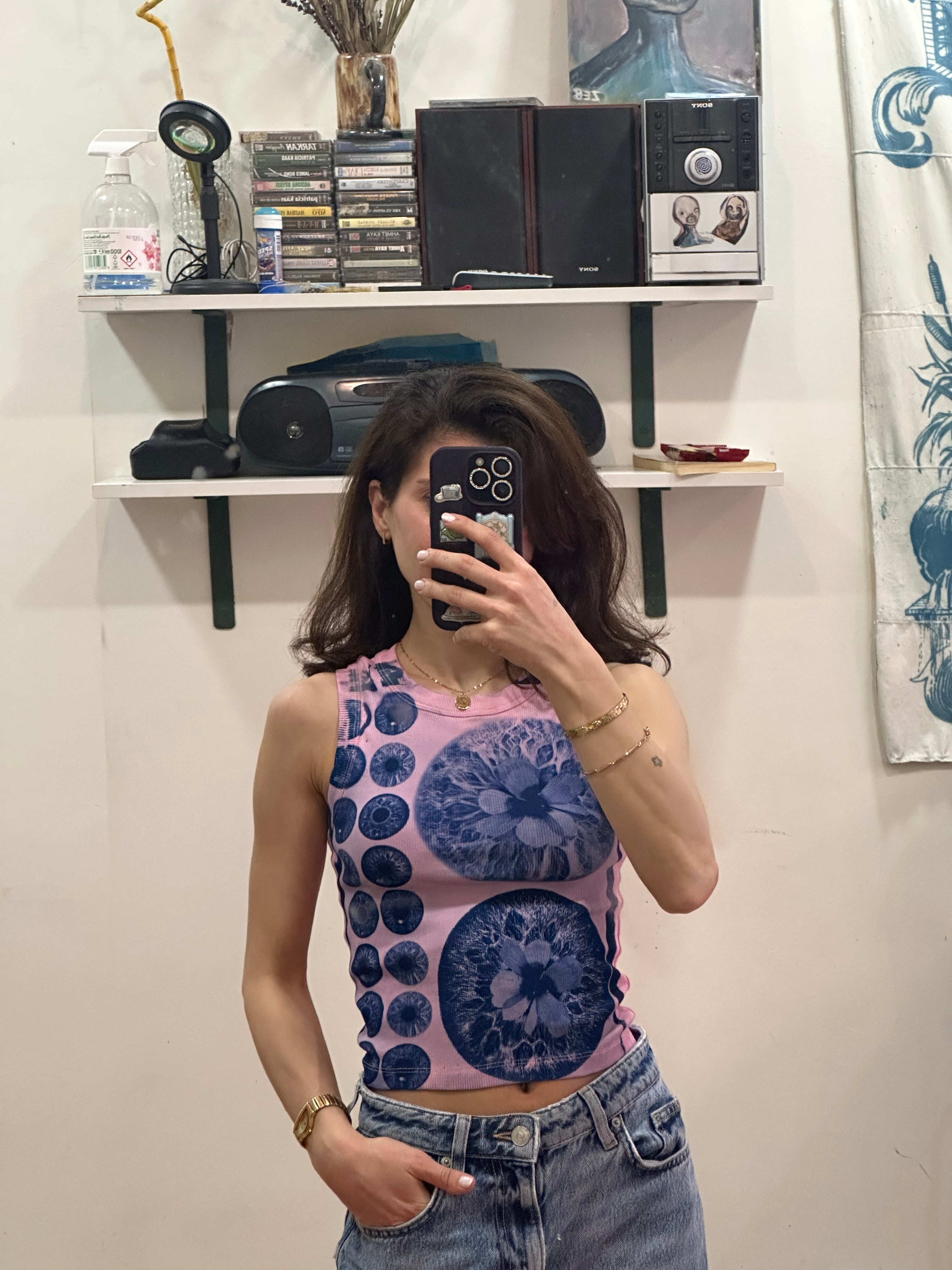 Iris Cyanotype Crop Top - Pink