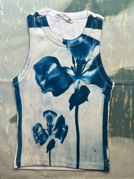 Cyanotype Flower Crop Top Sale 146