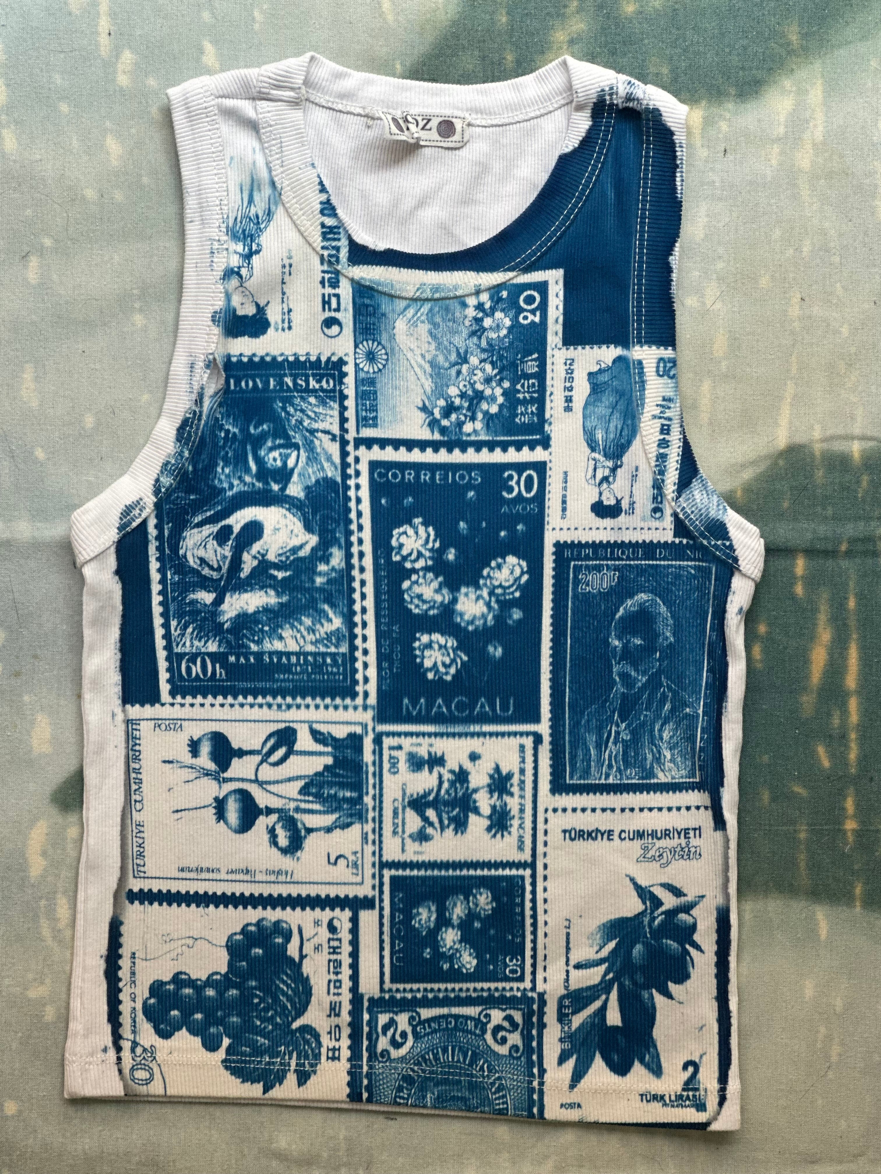 Stamps Cyanotype Crop Top Sale 154