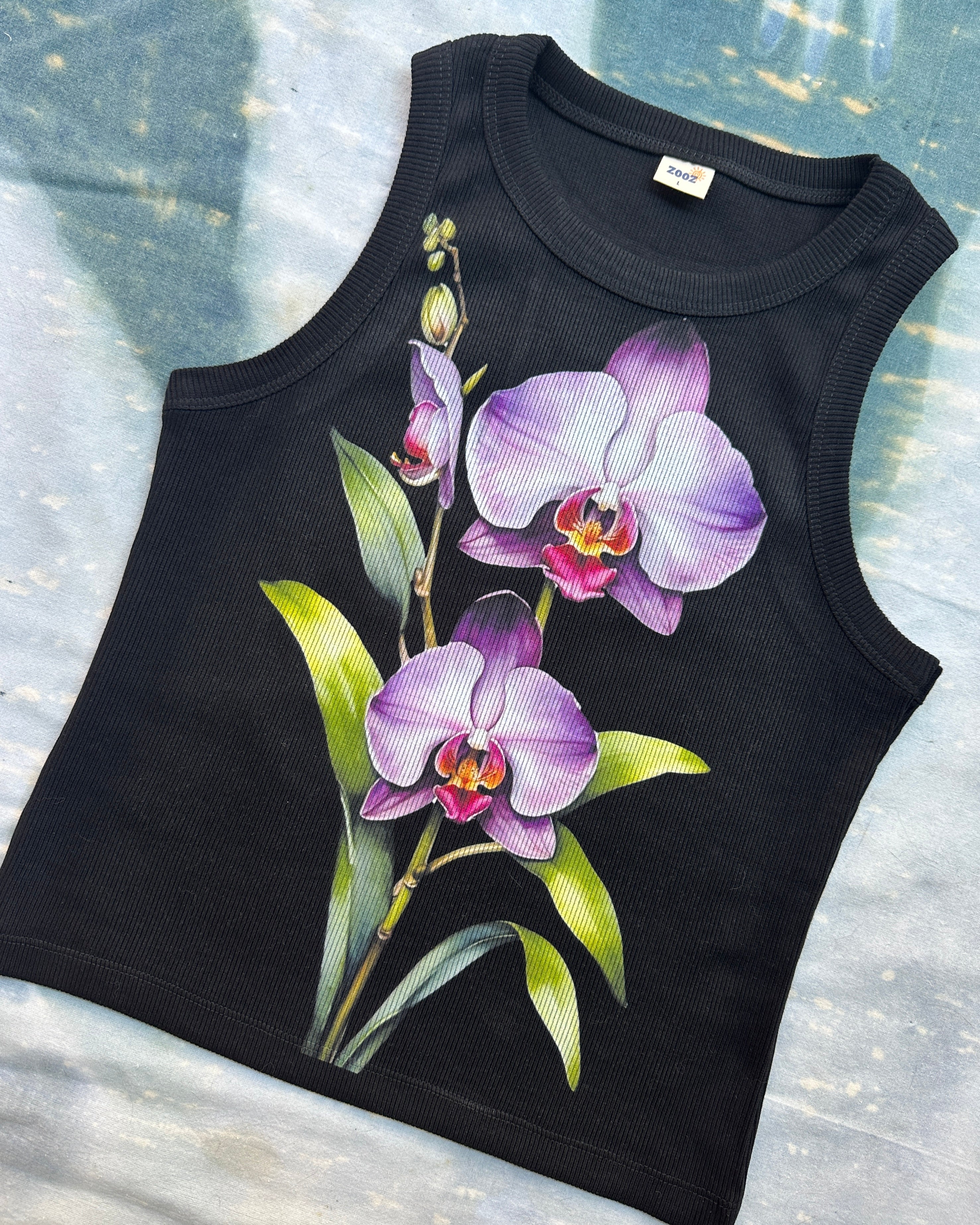 Purple Orchid Black Crop Top