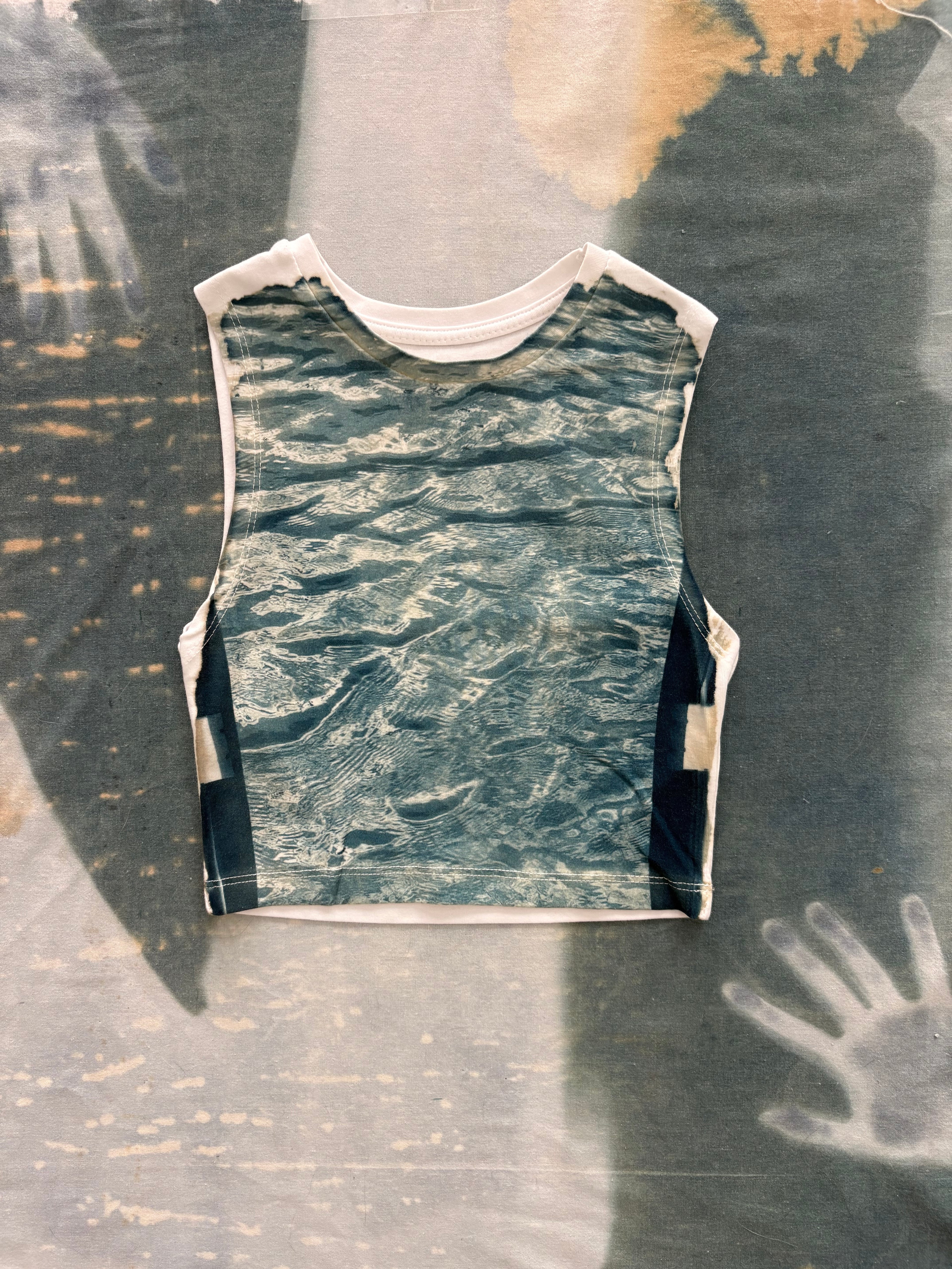 Waves Cyanotype Super Crop Top Sale 216