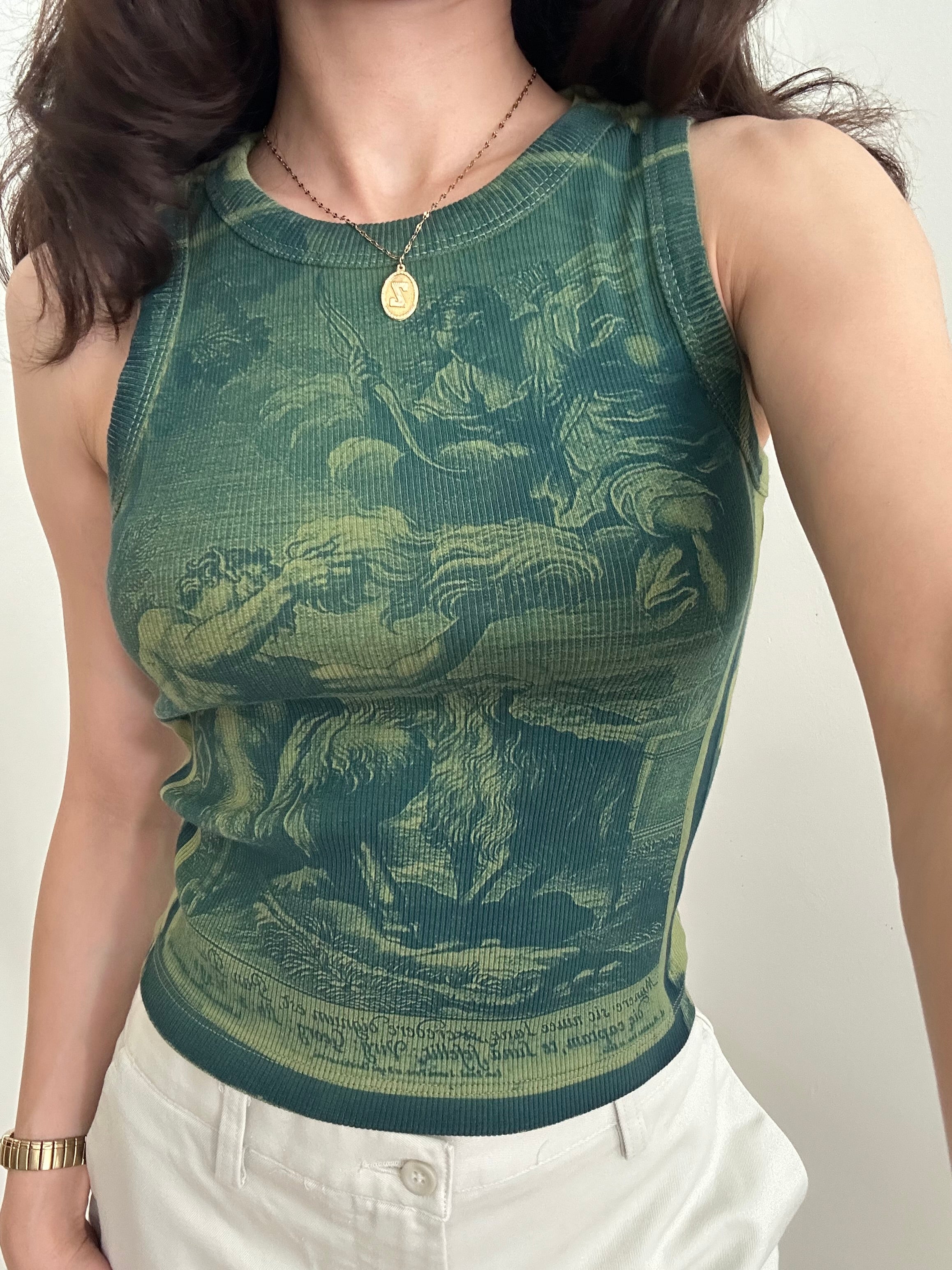 Green Cyanotype Crop Top