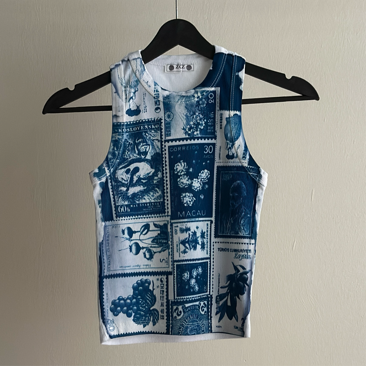 Stamps Cyanotype Crop Top Sale 69