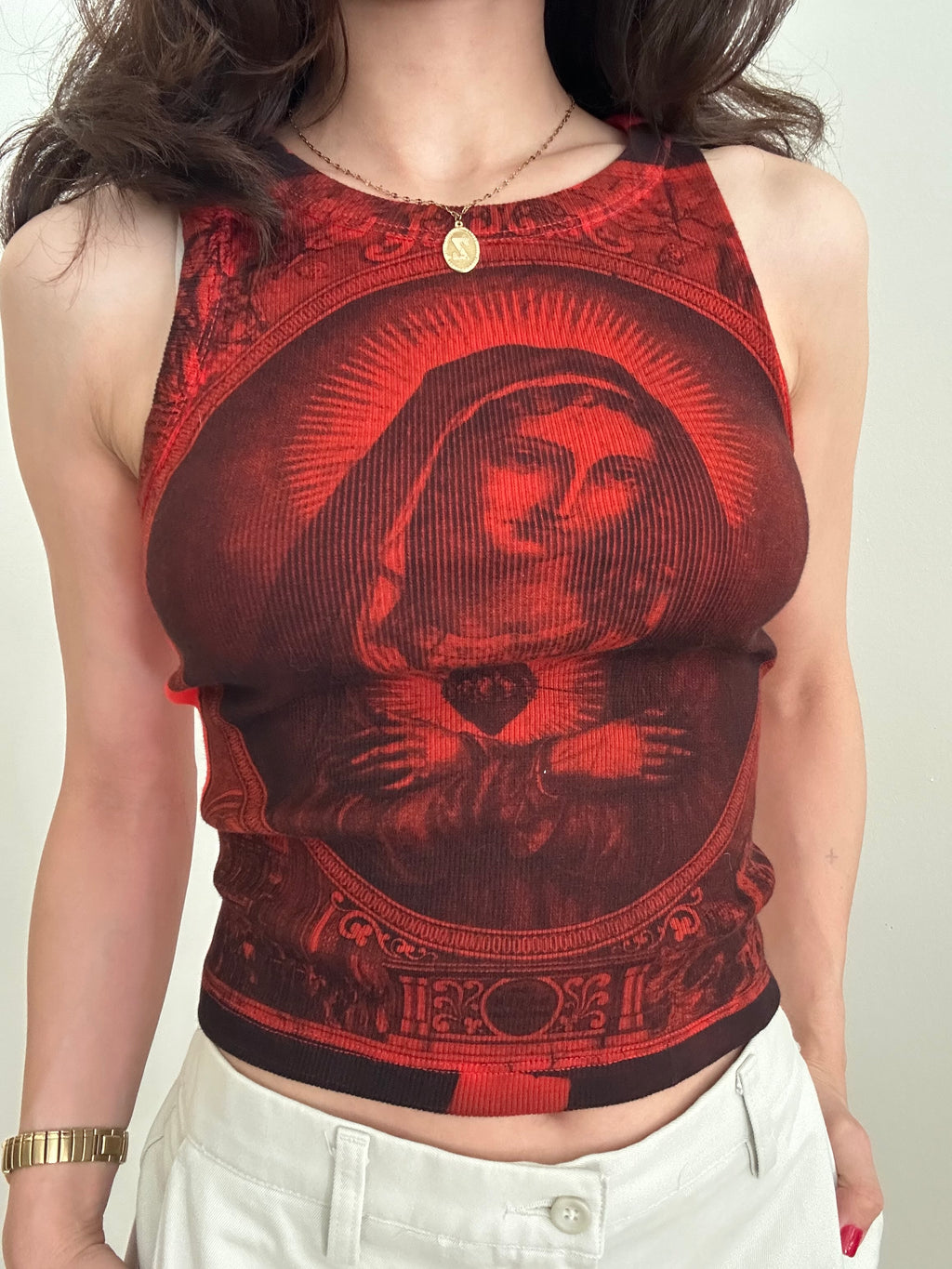 Red Holy Cyanotype Crop Top