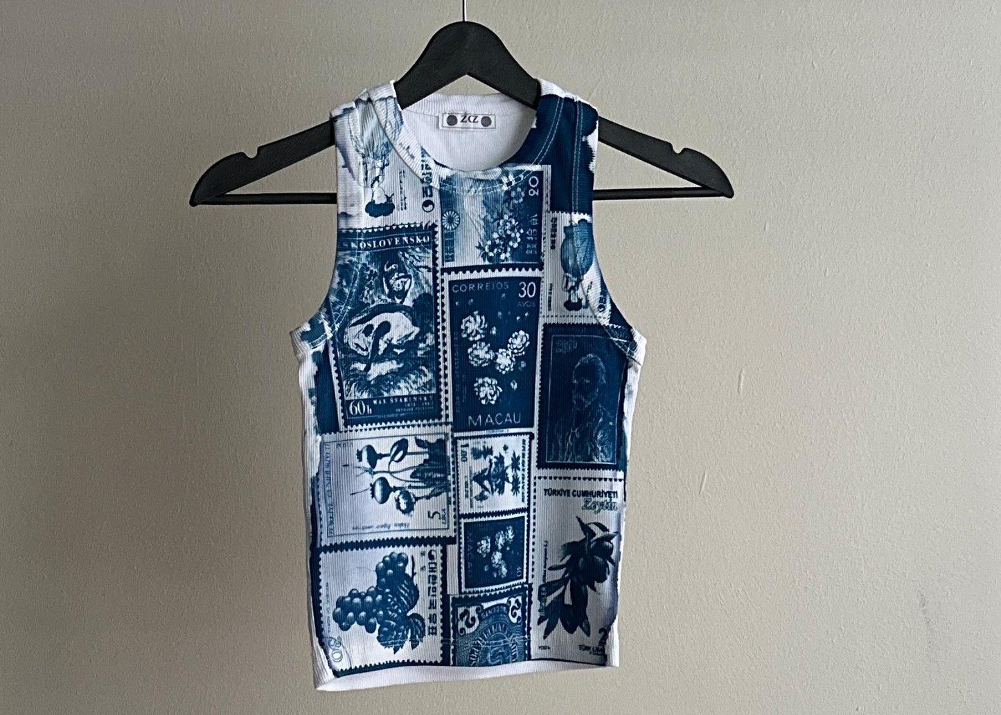 Stamps Cyanotype Crop Top Sale 69