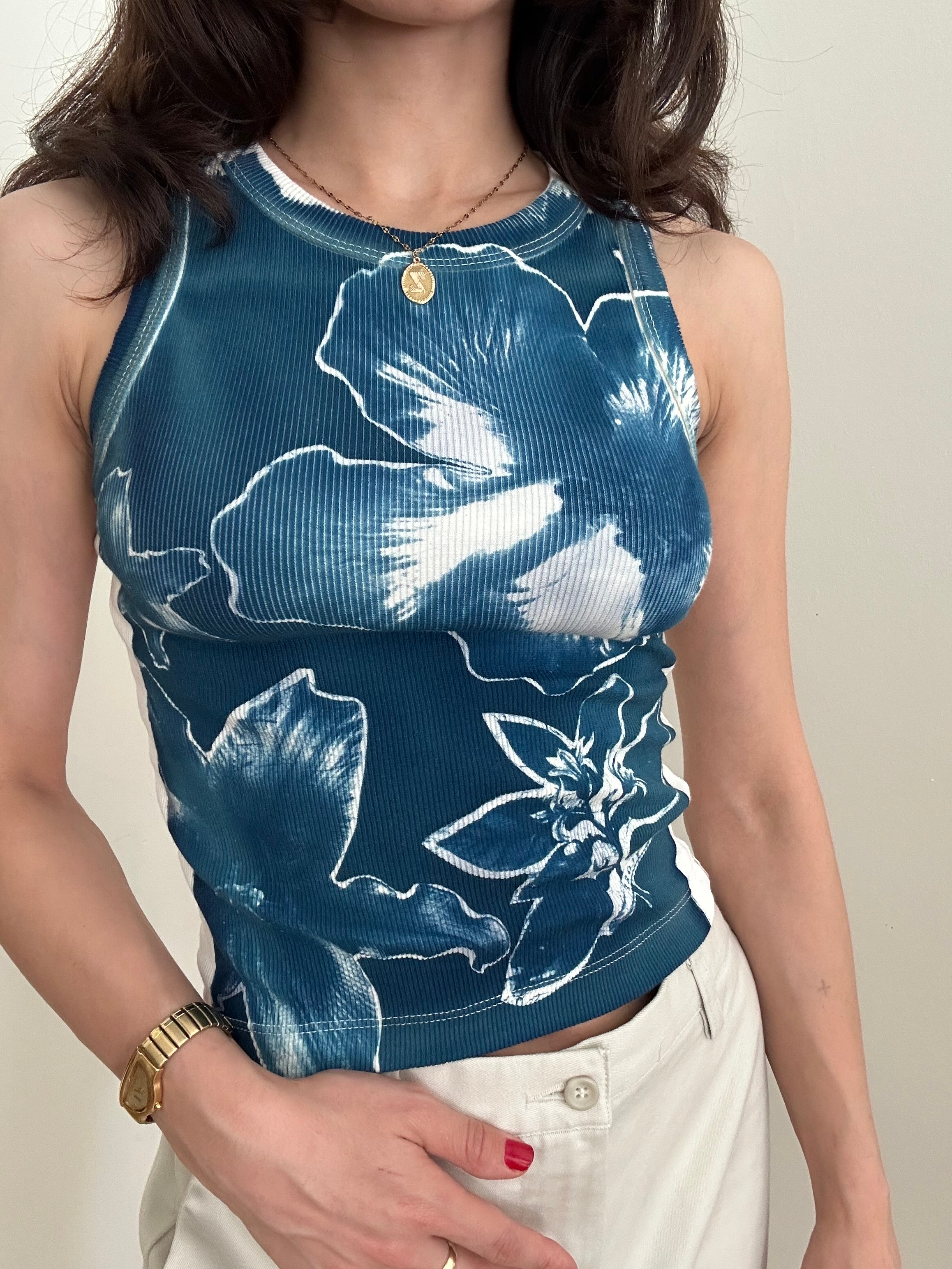 Floral Cyanotype Crop Top
