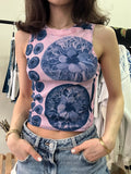Iris Cyanotype Crop Top - Pink
