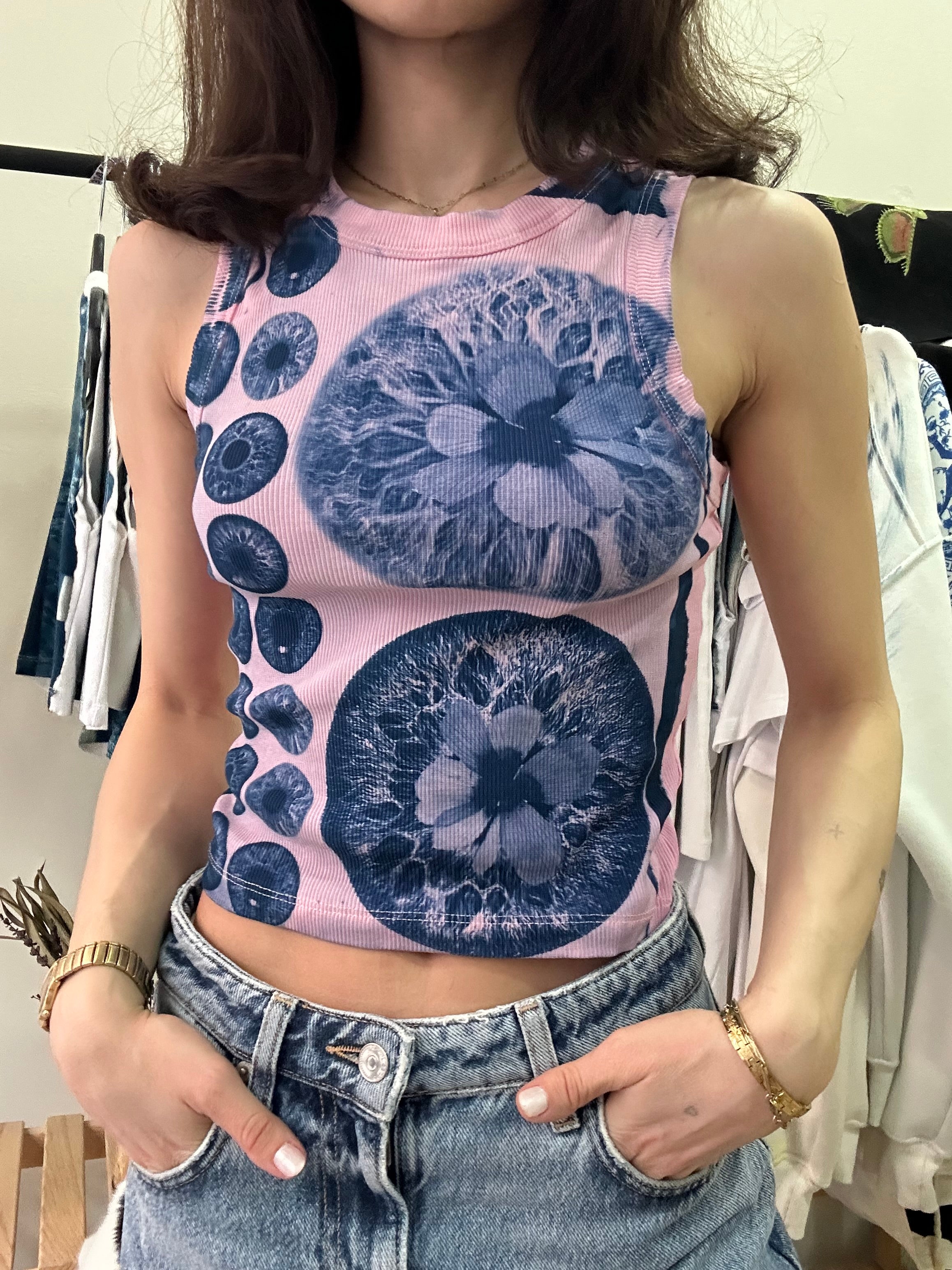 Iris Cyanotype Crop Top - Pink