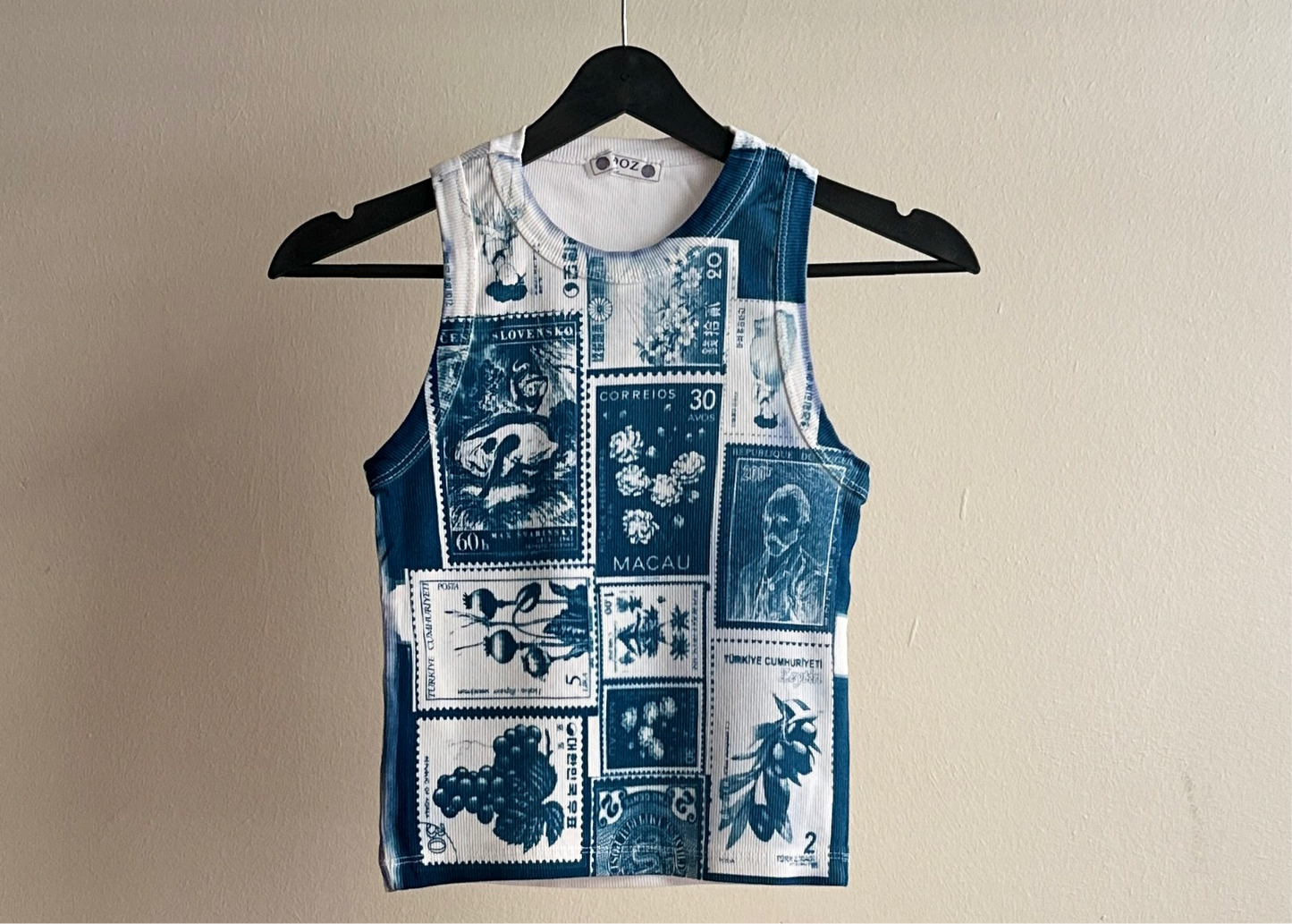 Stamps Cyanotype Crop Top Sale 15