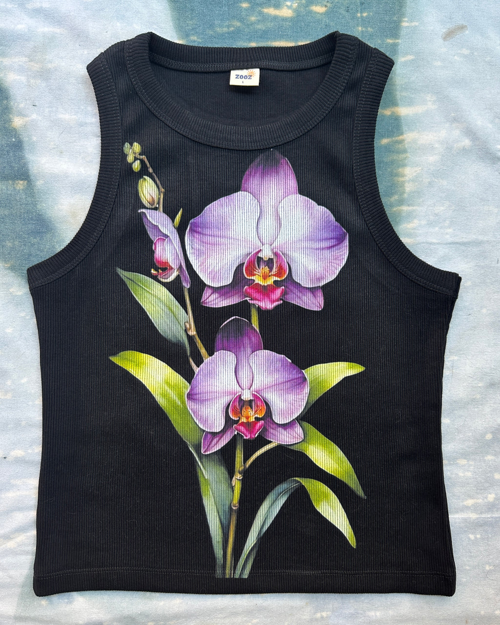Purple Orchid Black Crop Top