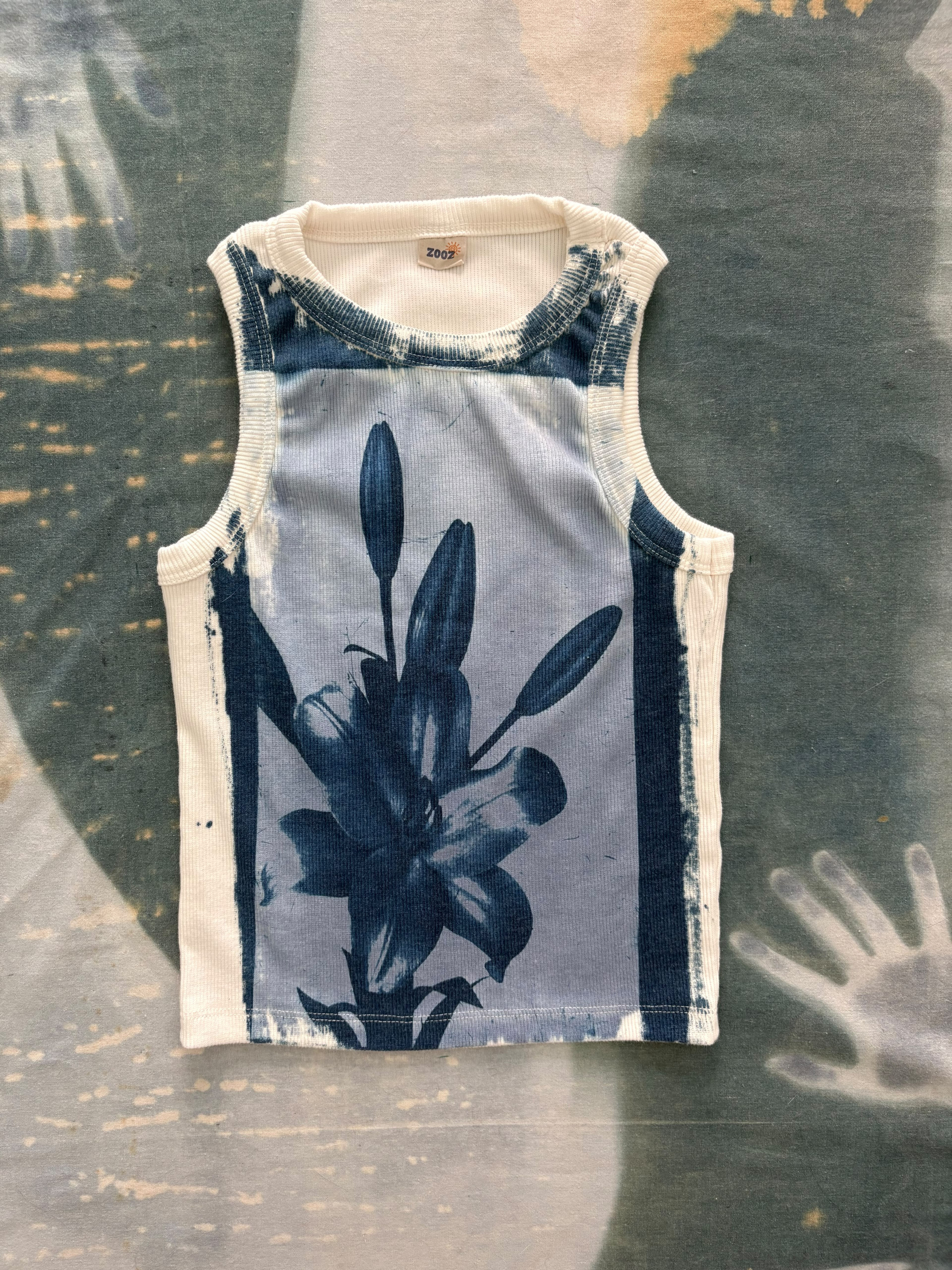 Flowers Cyanotype Crop Top Sale 204