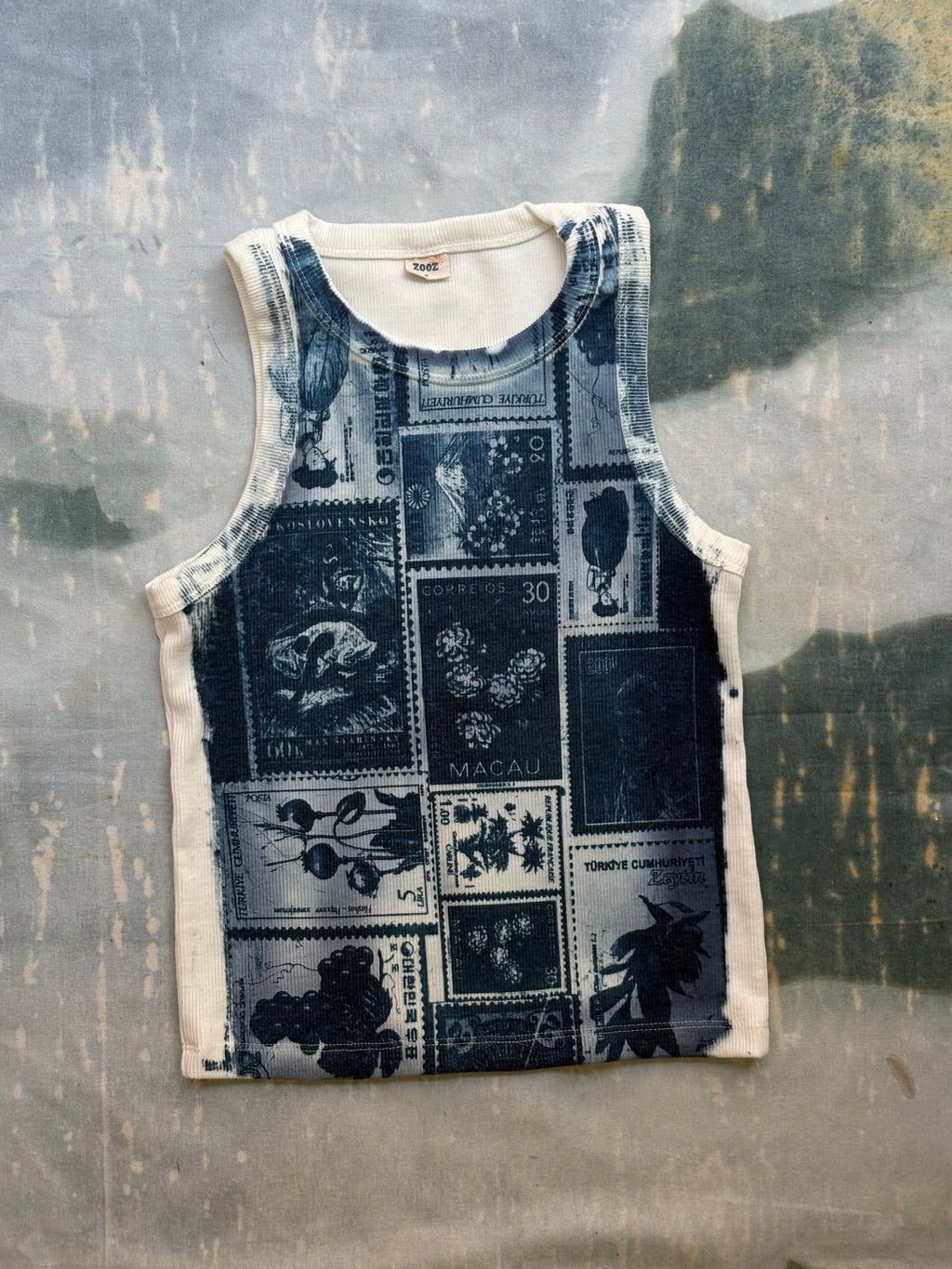 Stamps Cyanotype Crop Top Sale 239