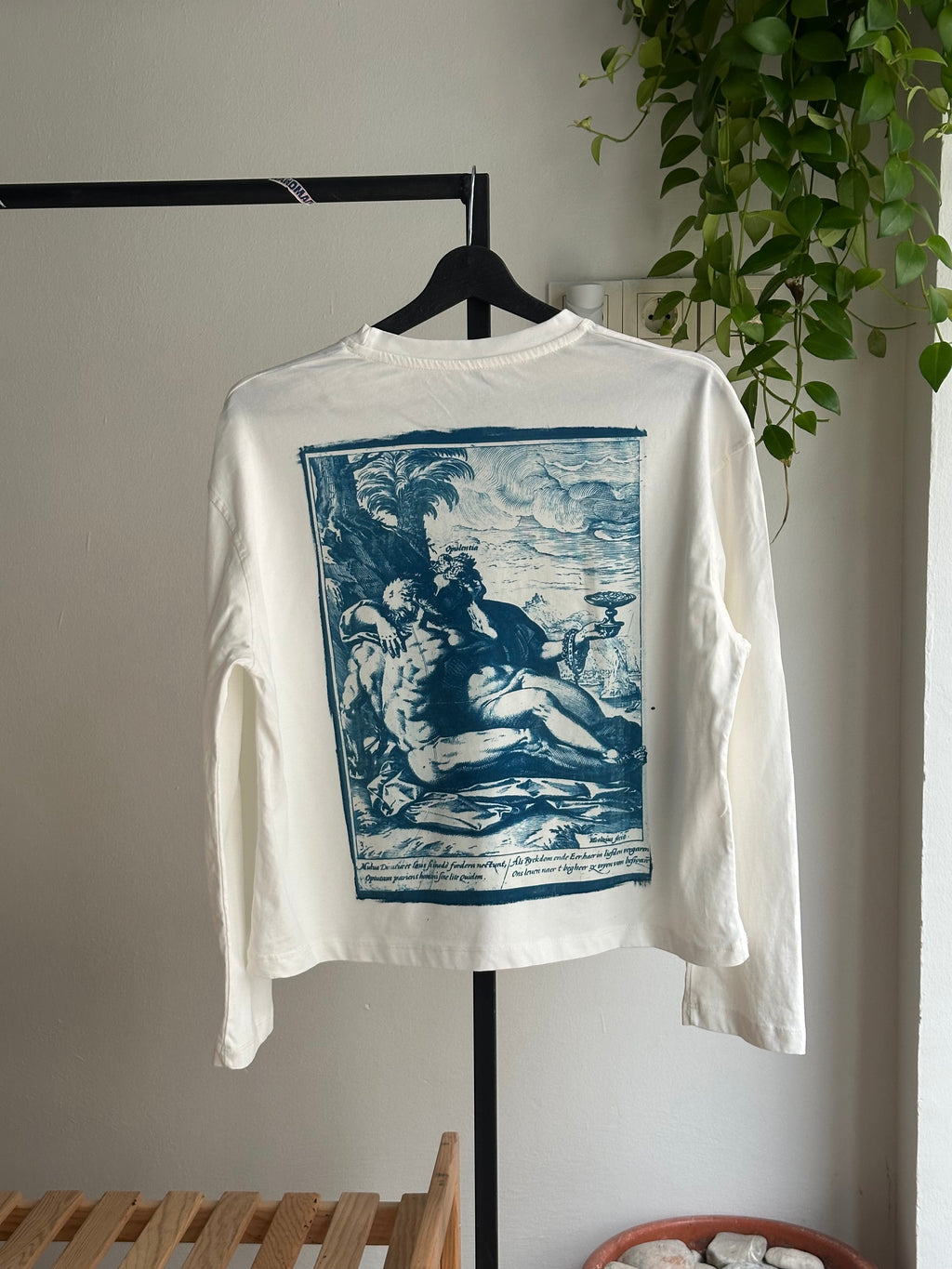 1582 Cyanotype Printed Boxy Cut Long Sleeve Tee