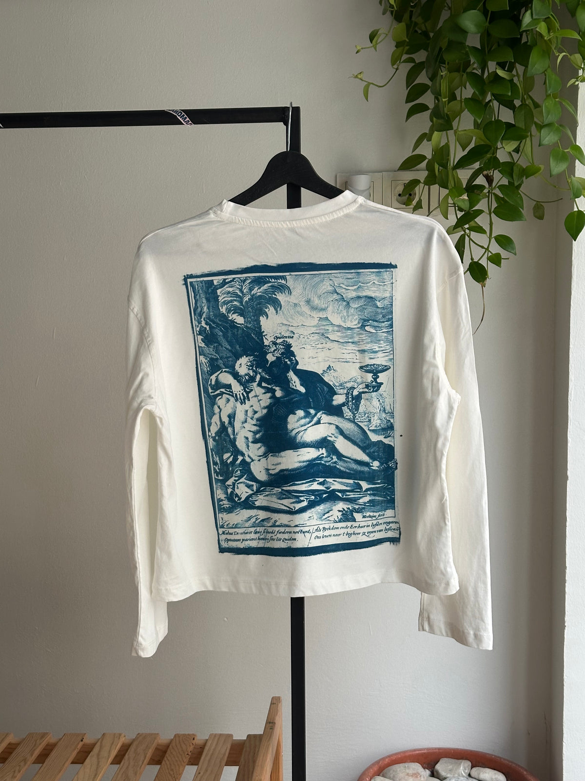 1582 Cyanotype Printed Boxy Cut Long Sleeve Tee