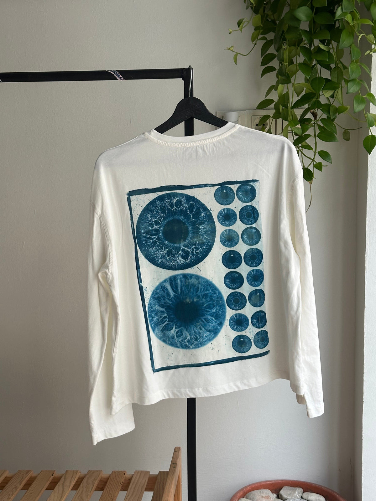 Iris Cyanotype Printed Boxy Cut Long Sleeve Tee
