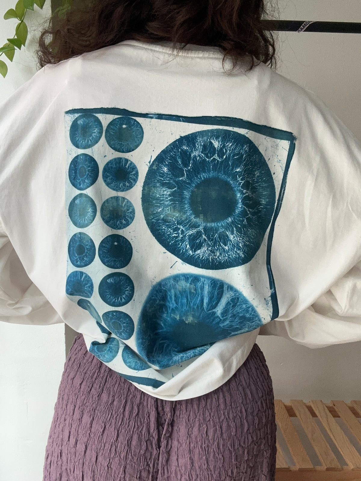 Iris Cyanotype Printed Boxy Cut Long Sleeve Tee