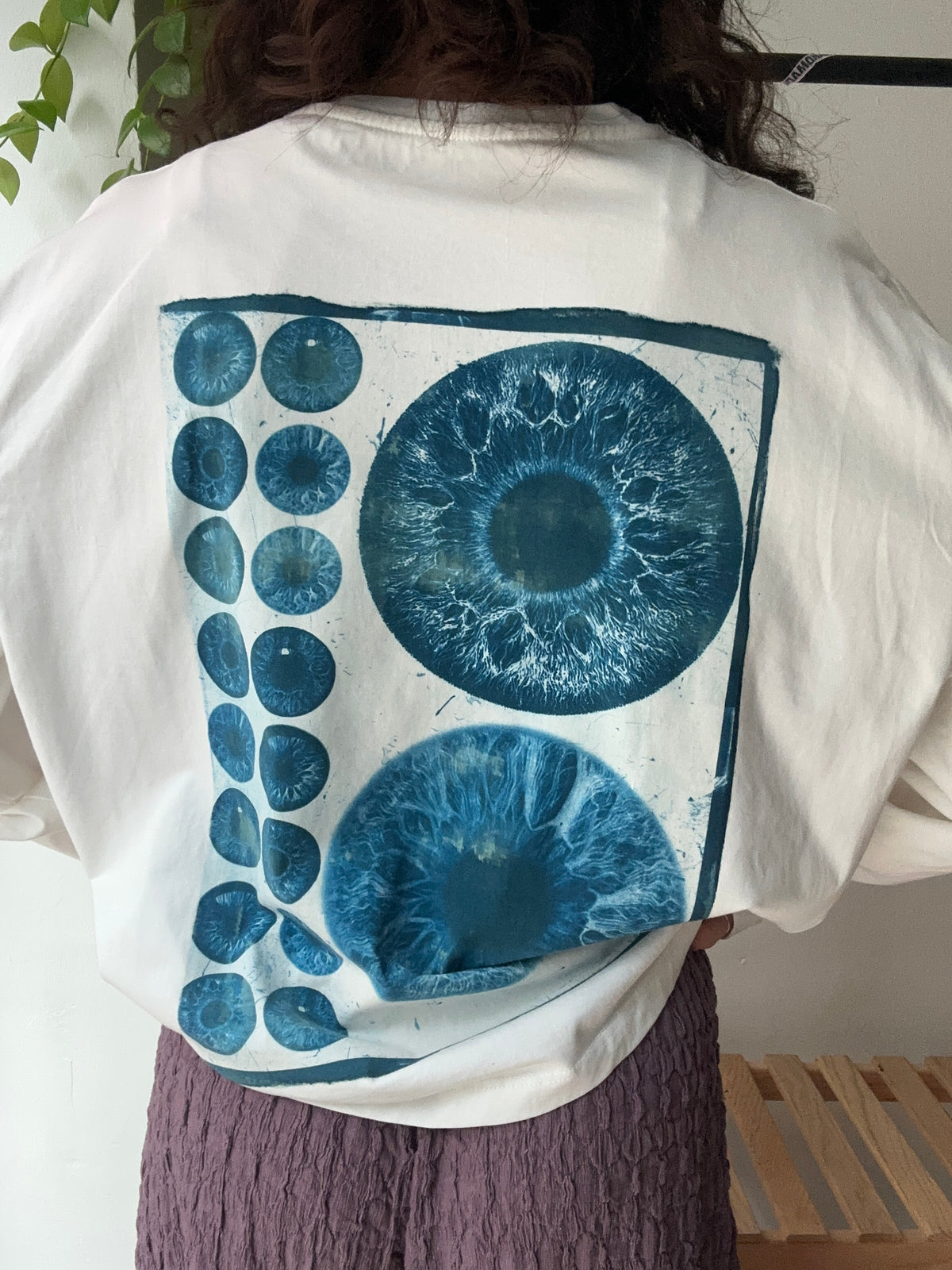 Iris Cyanotype Printed Boxy Cut Long Sleeve Tee