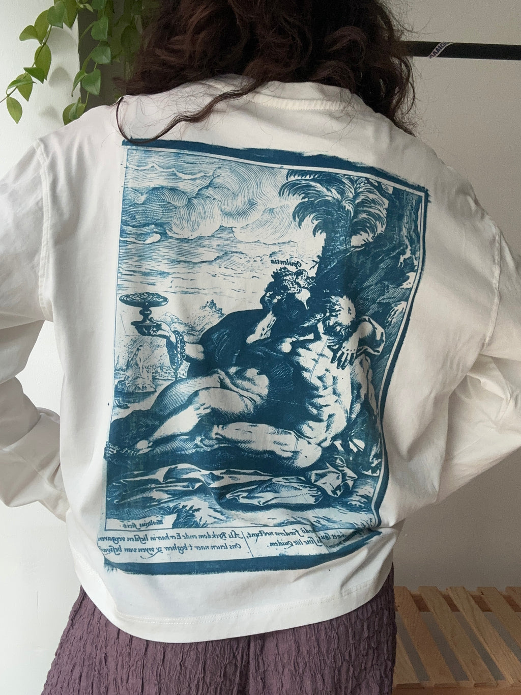1582 Cyanotype Printed Boxy Cut Long Sleeve Tee