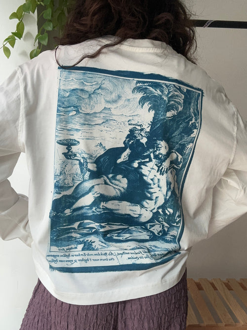 1582 Cyanotype Printed Boxy Cut Long Sleeve Tee