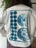 Iris Flowers Cyanotype Printed Boxy Cut Long Sleeve Tee