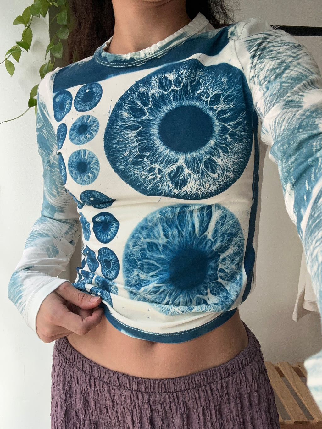 Iris Cyanotype Printed Long Sleeve Tee
