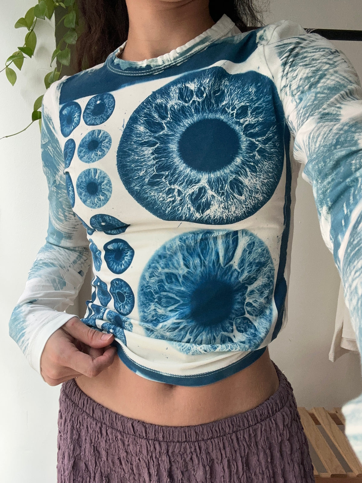 Iris Cyanotype Printed Long Sleeve Tee
