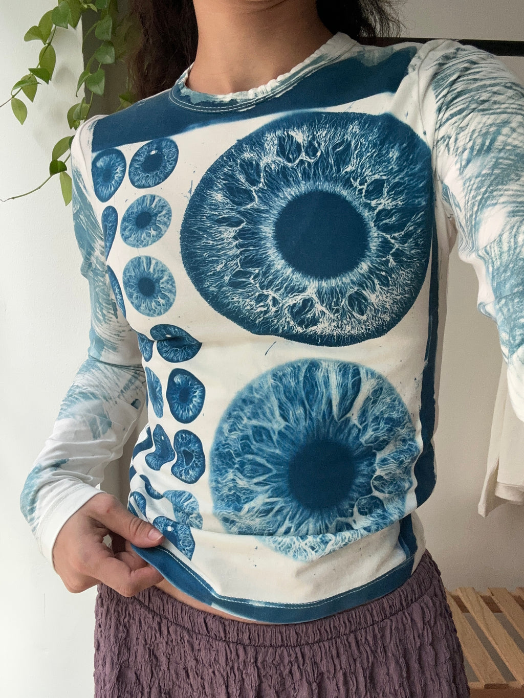 Iris Cyanotype Printed Long Sleeve Tee