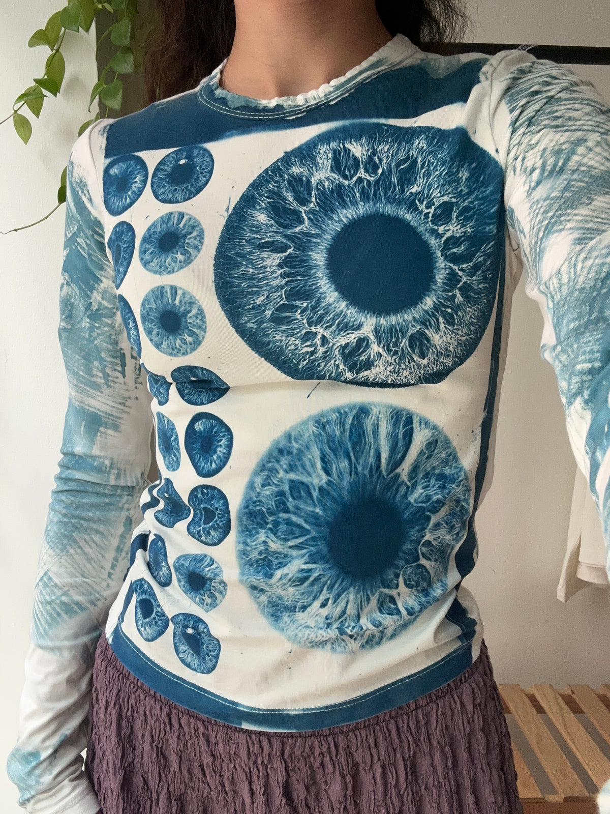 Iris Cyanotype Printed Long Sleeve Tee