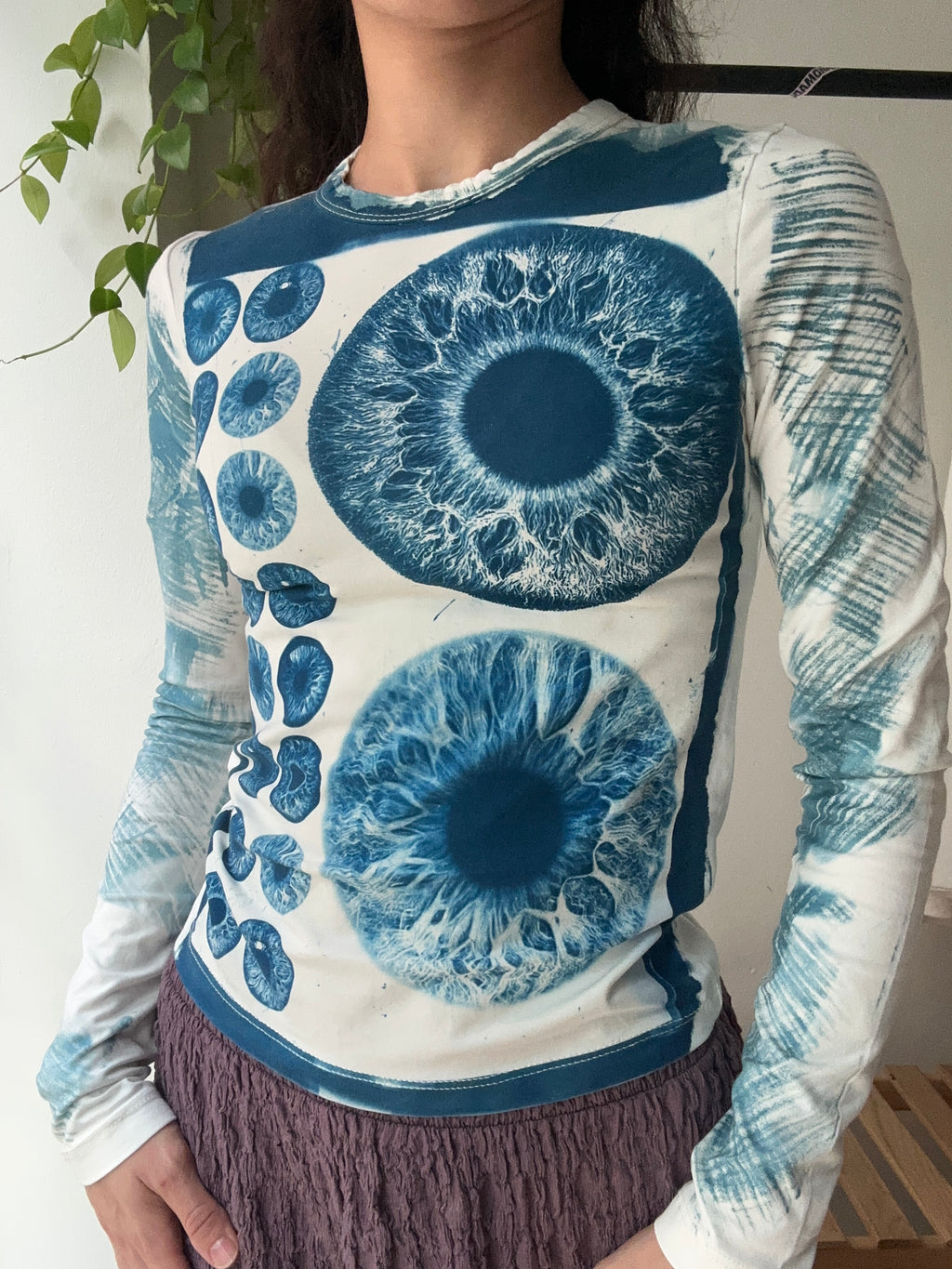Iris Cyanotype Printed Long Sleeve Tee