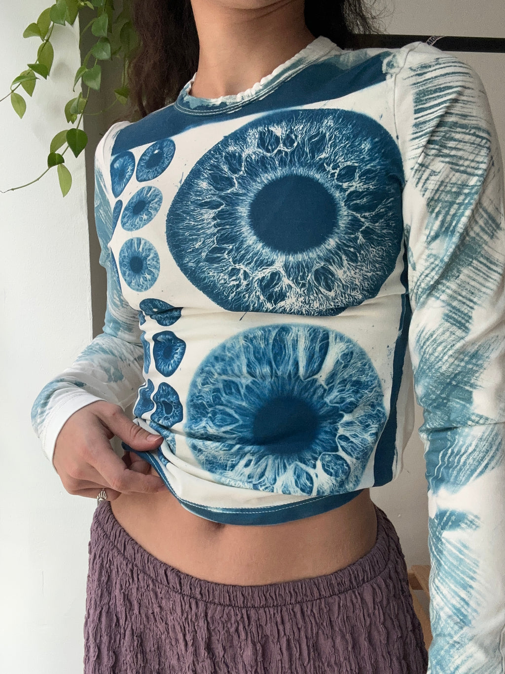 Iris Cyanotype Printed Long Sleeve Tee
