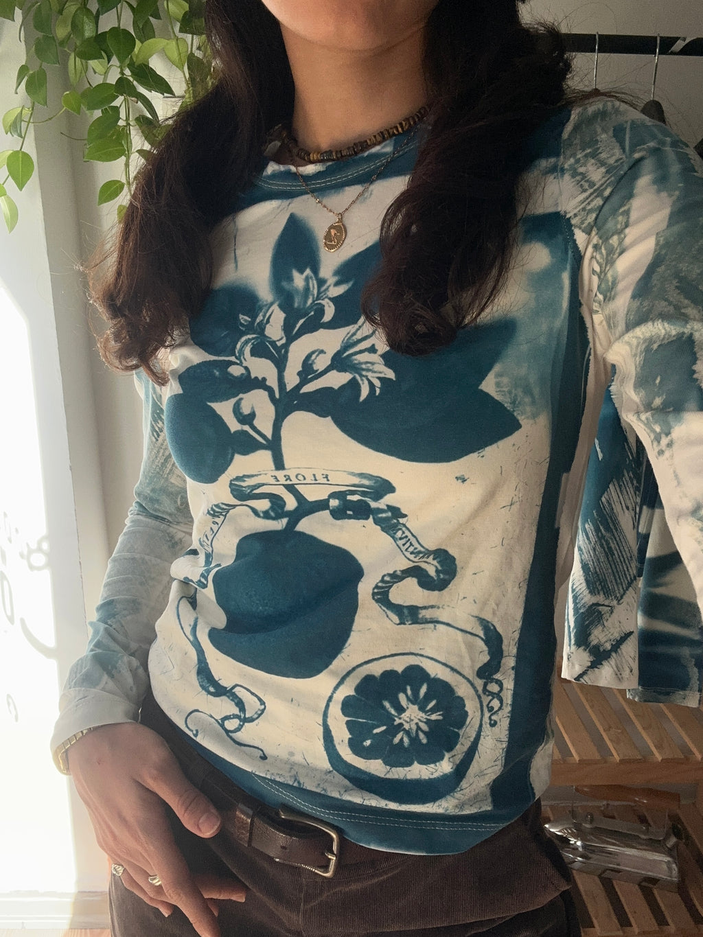 Flore Cyanotype Printed Long Sleeve Tee