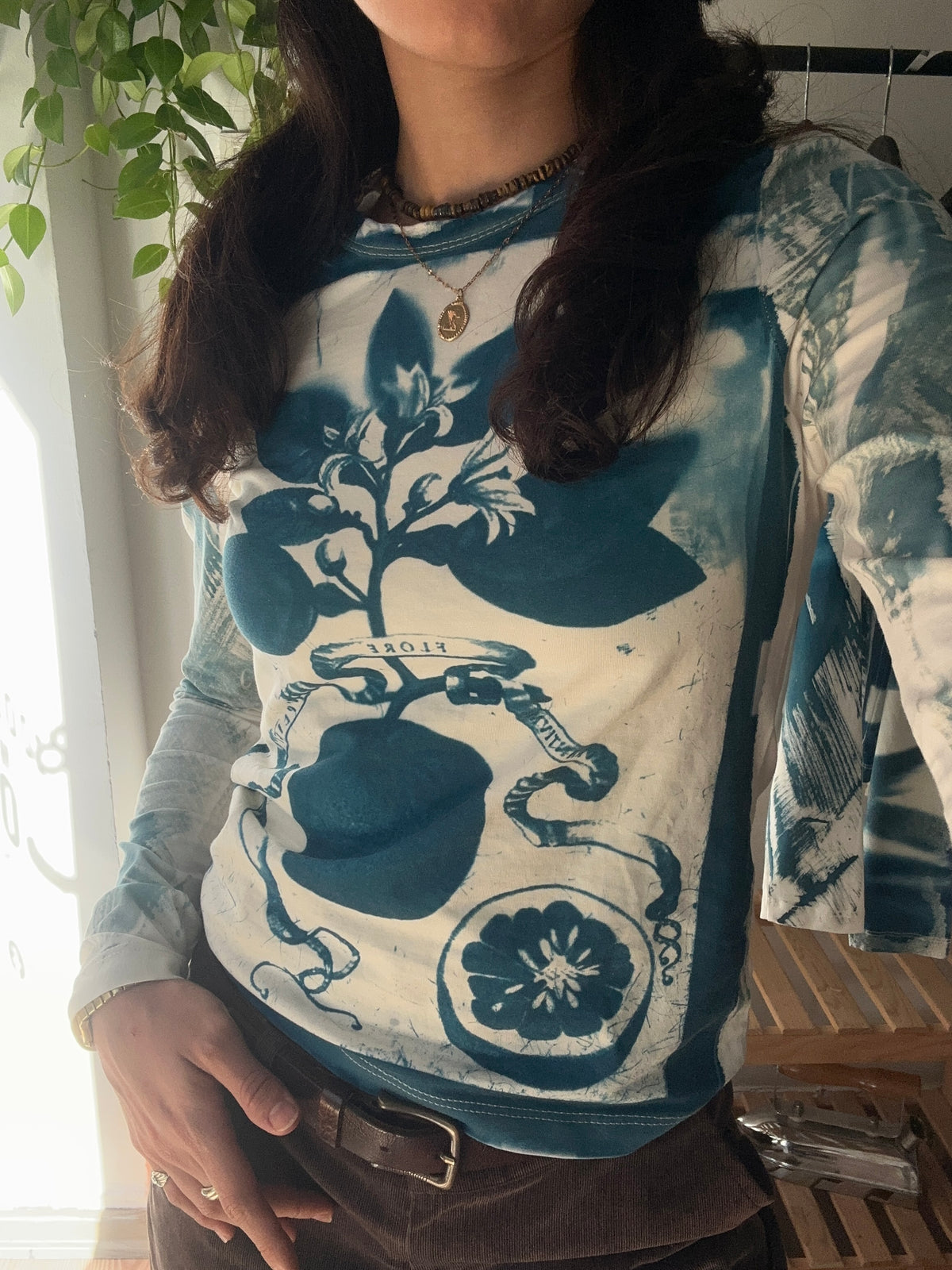Flore Cyanotype Printed Long Sleeve Tee