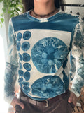 Iris Flowers Cyanotype Printed Long Sleeve Tee
