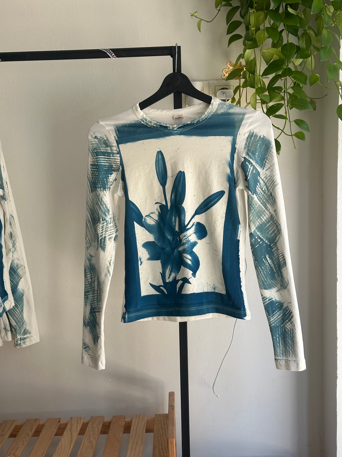 Flowers Cyanotype Printed Long Sleeve Tee