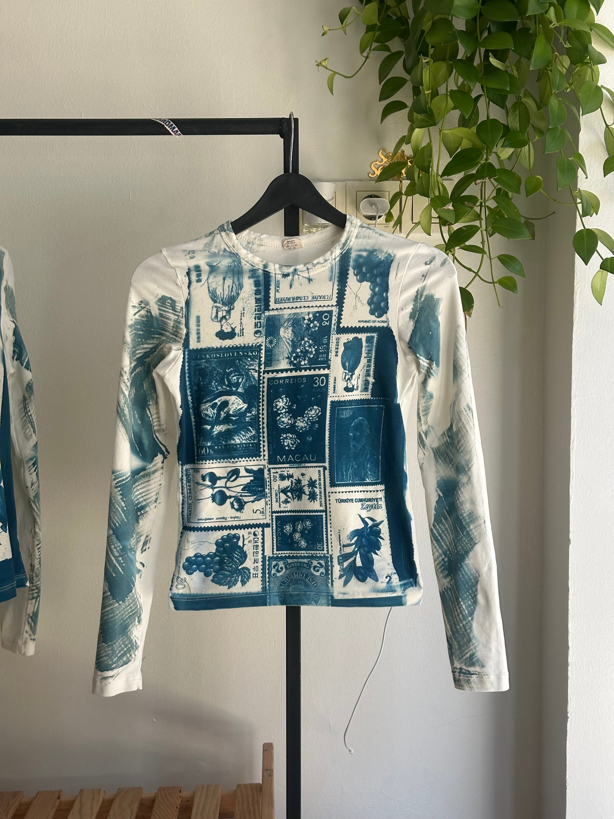 Stamps Cyanotype Printed Long Sleeve Tee