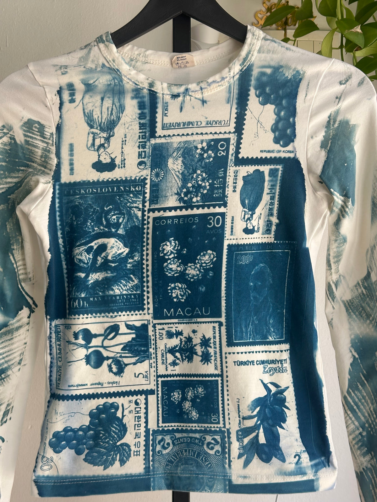 Stamps Cyanotype Printed Long Sleeve Tee