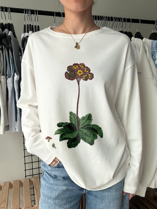 Botanical Primula Illustration Long Sleeve Tee