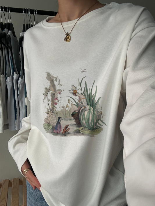 Pastoral Landscape Illustration Long Sleeve Tee