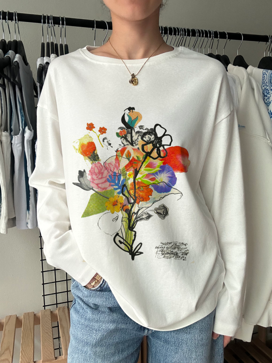 Abstract Floral Collage Long Sleeve Tee