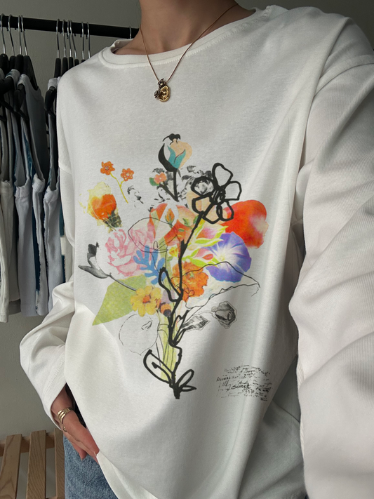 Abstract Floral Collage Long Sleeve Tee