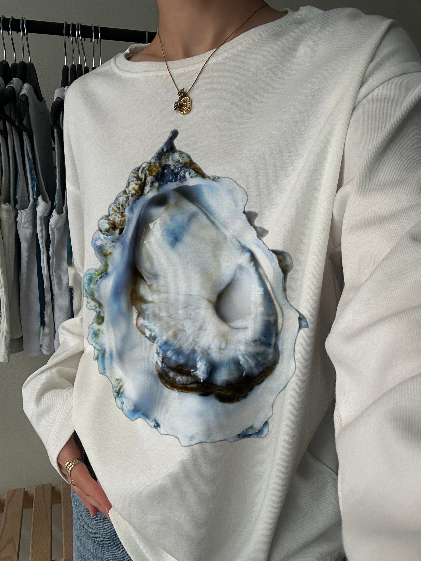Oyster Shell Art Print Long Sleeve Tee