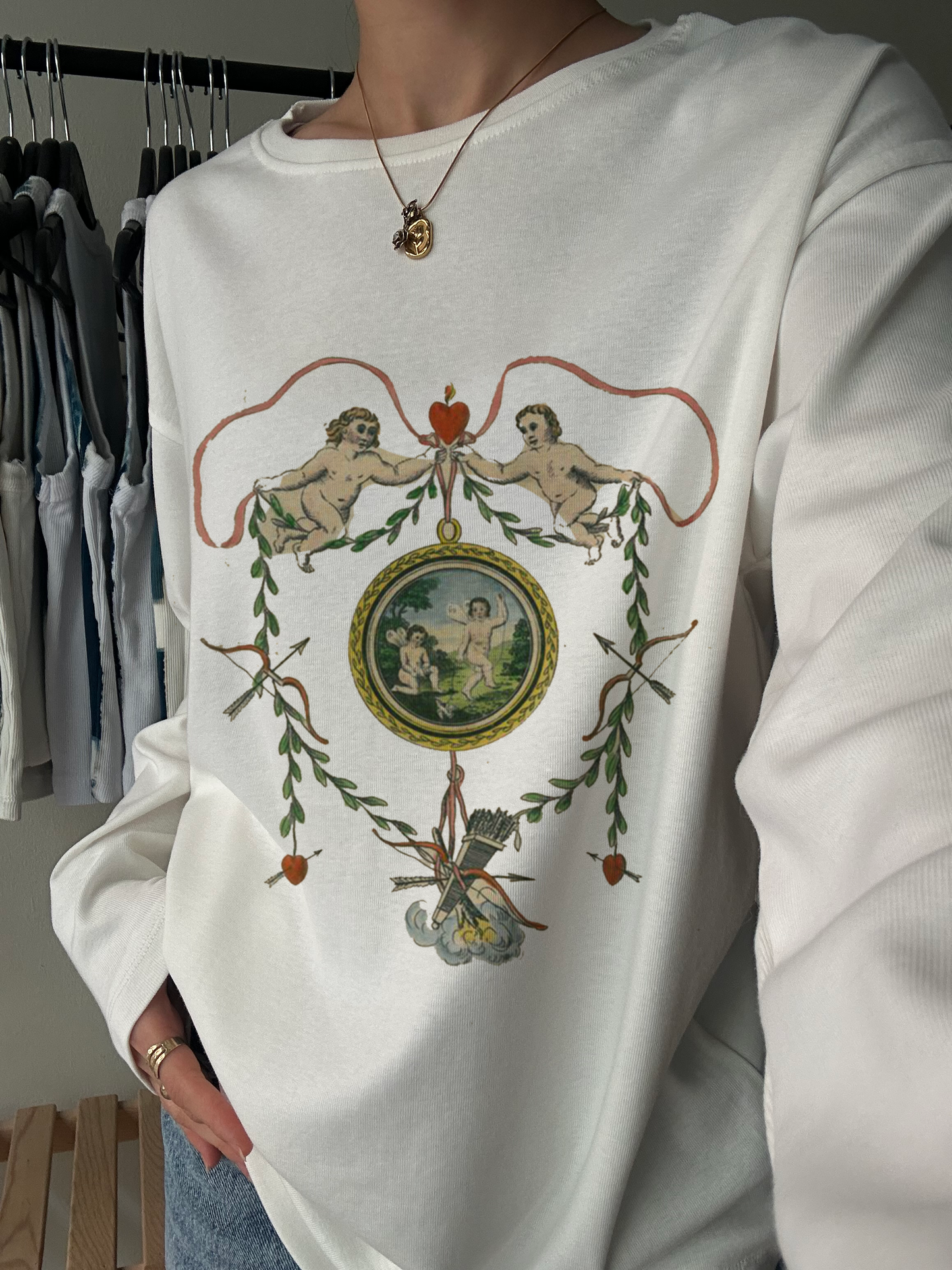 Baroque Cherub Medallion Long Sleeve Tee