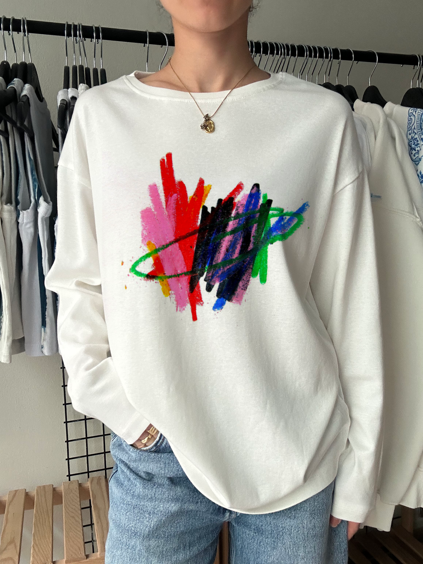 Abstract Paint Stroke Long Sleeve Tee